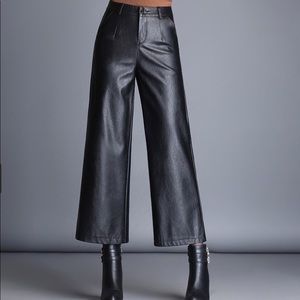 Faux leather wide leg pants